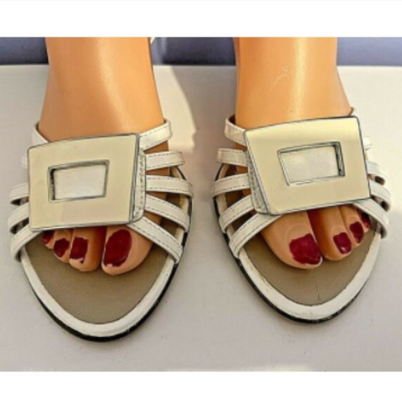 LUMIANI White Leather Strappy Heeled Sandals Made in ITALY EU Sz 39 (US Sz 8.5) - Picture 3 of 10